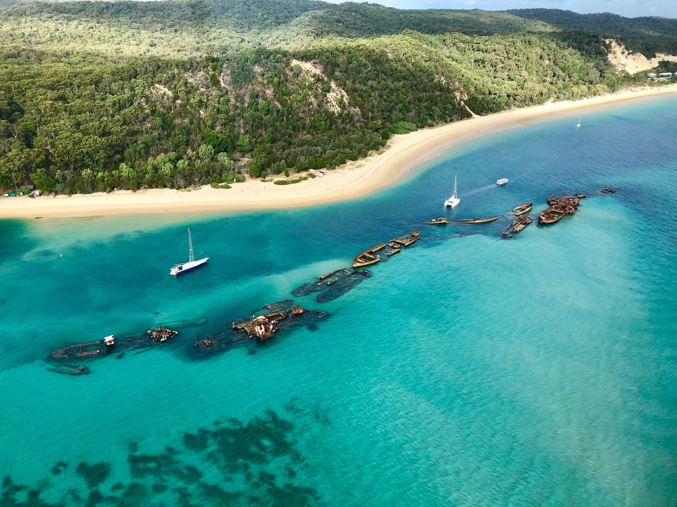 The Tangalooma wrecks, low and slow